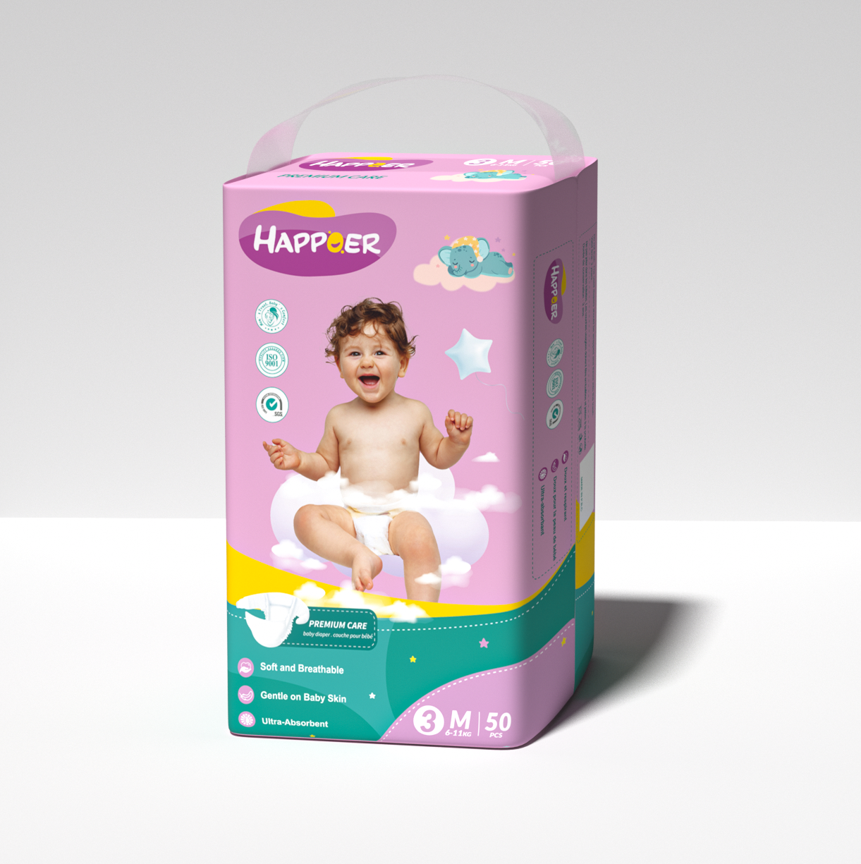 Happoer Baby Diaper Pants Manufacturer Super Absorbent Breathable Disposable Training Pants Biodegradable Material for Wholesaler