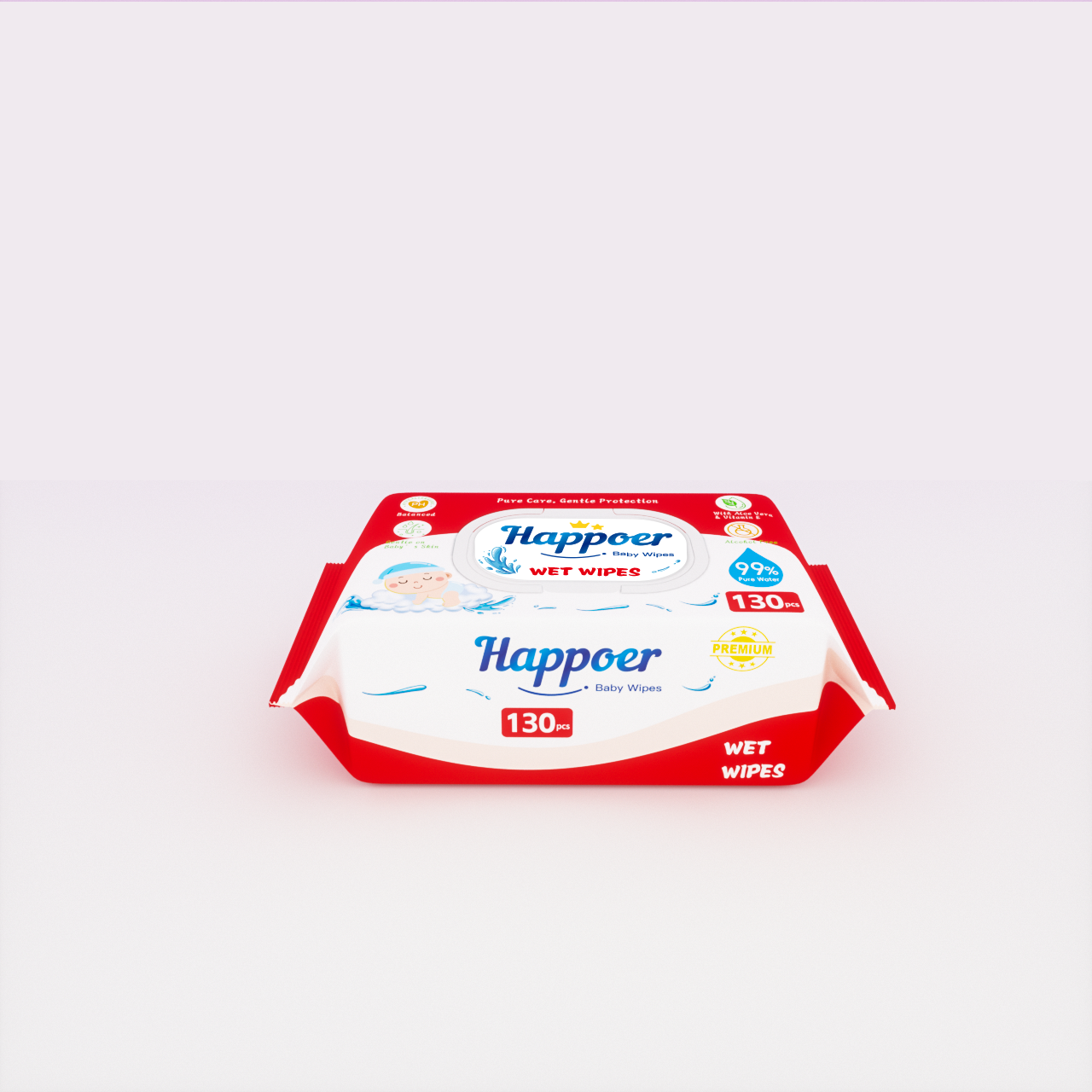 Happoer Baby Wet Wipes Private Label Biodegradable Flushable Wet Baby Tissue Soft Non-Woven Baby Skin Wipe Clean Cloth Cotton or Bamboo Baby Wet Wipes